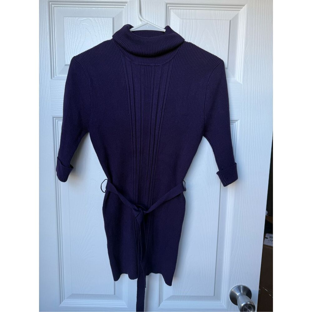 Hooked Up by IOT Turtle Neck Sweater Large Women's Purple Belt